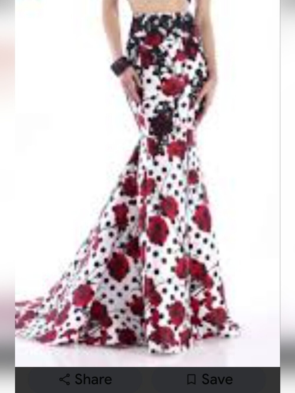 Floral Red Polka Dot Fit And Flare Maxi Skirt - Elegant Evening Skirt - Picture 9 of 9